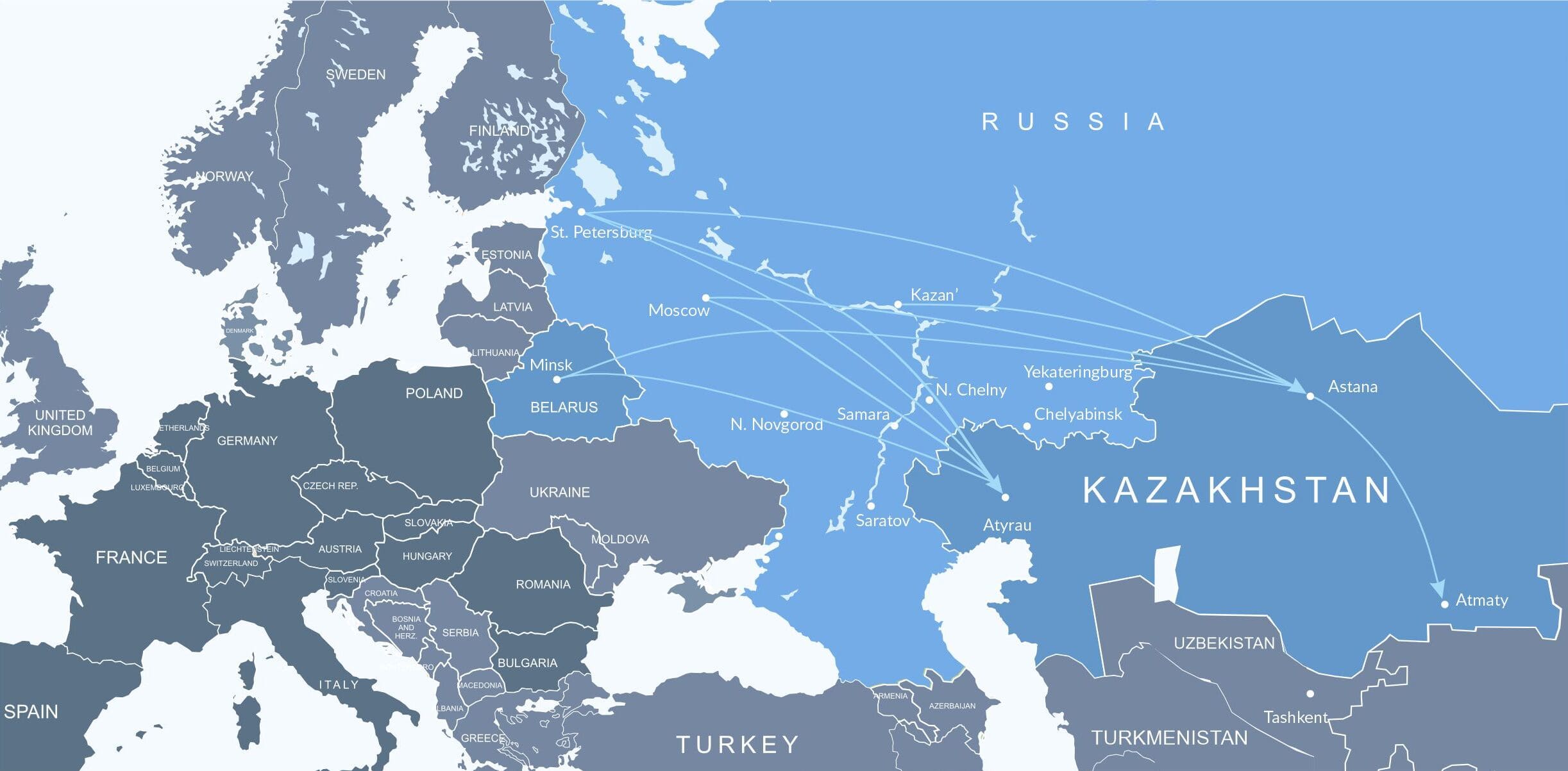 Доставка грузов из России, Беларуси в Казахстан